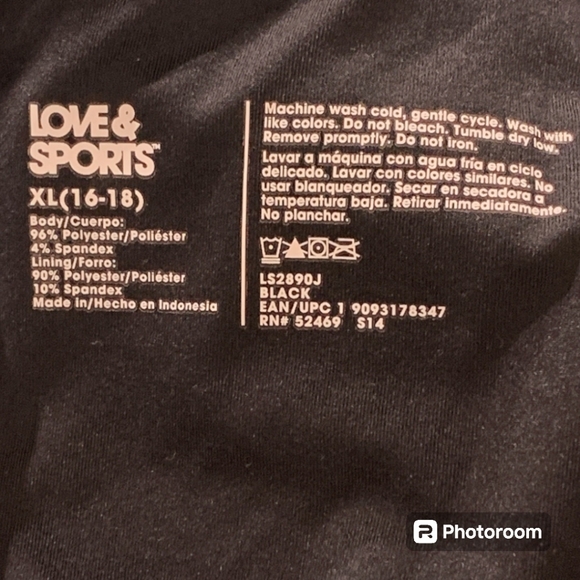 Love & Sports size XL 16-18 black strapless one piece back tie textured swimsuit - Picture 7 of 7